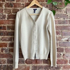 Splendid cashmere subtle shimmer glitter and cream cardigan with princess sleeve